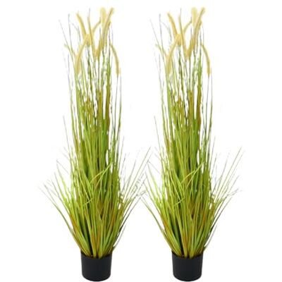 Zstar 2 stycken konstgjord pampas gräs i kruka, 120 cm stor realistisk rävsvansgräs, pampasgräs, stor konstgräs, grön växt för rum, kontor dekoration Zstar 2 stycken konstgjord pampas gräs i kruka, 120 cm stor realistisk rävsvansgräs, pampasgräs, stor konstgräs, grön växt för rum, kontor dekoration