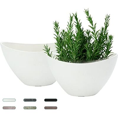 LaDoVita växtkrukor med dräneringshål, 2-pack 30 cm planterare för inomhusväxter, plastblomkrukor, modern dekorativ planterare för trädgård utomhus hem, frostad vit LaDoVita växtkrukor med dräneringshål, 2-pack 30 cm planterare för inomhusväxter, plastblomkrukor, modern dekorativ planterare för trädgård utomhus hem, frostad vit