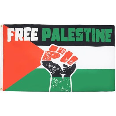 AZ FLAG Fri Palestina upphöjd näve-flagga 3 x 5 fot 100D polyester palestinska banderoll med två metallöljetter blekningsbeständig levande färger 150 x 90 cm AZ FLAG Fri Palestina upphöjd näve-flagga 3 x 5 fot 100D polyester palestinska banderoll med två metallöljetter blekningsbeständig levande färger 150 x 90 cm