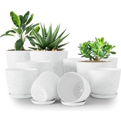 Utopia Home – växtkrukor inomhus med dränering – 7/6,6/6/5,3/4,8 tum heminredning blomkrukor för inomhusplanterare – plastplanterare för inomhusväxter, kaktus, suckulentkruka (prickig grå, 10-pack) Utopia Home – växtkrukor inomhus med dränering – 7/6,6/6/5,3/4,8 tum heminredning blomkrukor för inomhusplanterare – plastplanterare för inomhusväxter, kaktus, suckulentkruka (prickig grå, 10-pack)