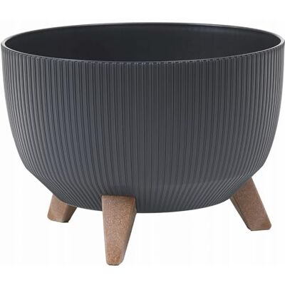 Lamela Rund blomkruka med eleganta fötter – modern plastkruka med ränder – Ø 33 cm x H 18,5 cm, 12,4 l – väderbeständig och enkel att rengöra – för inomhus- och utomhusbruk – antracit Lamela Rund blomkruka med eleganta fötter – modern plastkruka med ränder – Ø 33 cm x H 18,5 cm, 12,4 l – väderbeständig och enkel att rengöra – för inomhus- och utomhusbruk – antracit