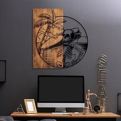 Wallity Elegant dekorativa väggtillbehör i trä, 53 x 57 cm 100% äkta trä (3 cm) & metall (1,5 mm) unik valnöt och svart finish, perfekt för heminredning Wallity Elegant dekorativa väggtillbehör i trä, 53 x 57 cm 100% äkta trä (3 cm) & metall (1,5 mm) unik valnöt och svart finish, perfekt för heminredning