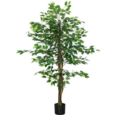 HOMCOM Konstgjord växt konstgjort träd ficus höjd 1,50 m Trunk grenar liana löv stor realism kruka ingår, inomhus, grön HOMCOM Konstgjord växt konstgjort träd ficus höjd 1,50 m Trunk grenar liana löv stor realism kruka ingår, inomhus, grön