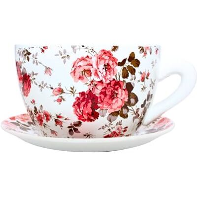 Dekohelden24 Dekohjälten24 blomkruka, växtkopp, planteringskruka, blomkruka, blomkruka, blomkruka. Ytterkruka som kopp med keramiskt handtag, motiv: rosenblommor, L/B/H 20 x 15 x 12 cm. Dekohelden24 Dekohjälten24 blomkruka, växtkopp, planteringskruka, blomkruka, blomkruka, blomkruka. Ytterkruka som kopp med keramiskt handtag, motiv: rosenblommor, L/B/H 20 x 15 x 12 cm.