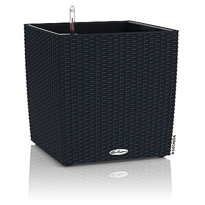 Lechuza CUBE stuga 40 självvattnande planterare trädgård blomma rotting look växtkruka plast inomhus/utomhus golvplanterare med dräneringshål H40 L40 B 40 cm grafit svart Lechuza CUBE stuga 40 självvattnande planterare trädgård blomma rotting look växtkruka plast inomhus/utomhus golvplanterare med dräneringshål H40 L40 B 40 cm grafit svart