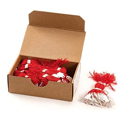 HERMA 6919 hängande etiketter med röd tråd (10 x 22 mm, mini, trådlängd ca 8 cm) hängbrickor i kartong för märkning, 1 000 prislappar, vit HERMA 6919 hängande etiketter med röd tråd (10 x 22 mm, mini, trådlängd ca 8 cm) hängbrickor i kartong för märkning, 1 000 prislappar, vit