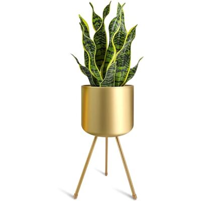 magarz mitten av århundradet metall blomkruka med ställ, guld stilig modern golvstående blomkruka, lämplig för orkidé, aloe inomhus utomhusdekoration 20 cm bred 45 cm hög magarz mitten av århundradet metall blomkruka med ställ, guld stilig modern golvstående blomkruka, lämplig för orkidé, aloe inomhus utomhusdekoration 20 cm bred 45 cm hög
