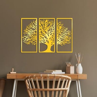 Wallity Elegant gulddekorativ metallväggtillbehör (3 stycken), 32 x 69 cm hållbar 1,5 mm metallkropp perfekt för modern heminredning och snygga interiörer Wallity Elegant gulddekorativ metallväggtillbehör (3 stycken), 32 x 69 cm hållbar 1,5 mm metallkropp perfekt för modern heminredning och snygga interiörer