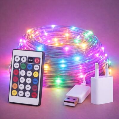 M mimotec M Ledme LED-ljusslinga för utomhusbruk, 15 m lång, RGB-ljus: färgskiftande ljus, IP65-vattentät, perfekt för terrasser och trädgårdar. LM2969 M mimotec M Ledme LED-ljusslinga för utomhusbruk, 15 m lång, RGB-ljus: färgskiftande ljus, IP65-vattentät, perfekt för terrasser och trädgårdar. LM2969