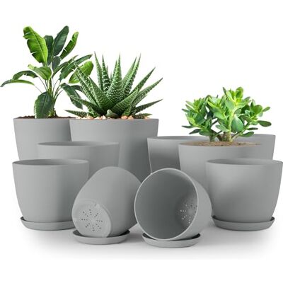 Utopia Home Plastplantor Blomkrukor för barnkammare, inomhus, moderna dekorativa plastkrukor för växter, suckulenter, blommor och kaktus (10-pack, flerfärgad, grå) Utopia Home Plastplantor Blomkrukor för barnkammare, inomhus, moderna dekorativa plastkrukor för växter, suckulenter, blommor och kaktus (10-pack, flerfärgad, grå)