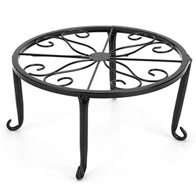 Hewnda 23 cm diameter x 13 cm hög metall krukväxtstativ rostbeständigt smidesjärn kort blomkruksfäste stativ golv skål dekorativ grytlapp (svart) Hewnda 23 cm diameter x 13 cm hög metall krukväxtstativ rostbeständigt smidesjärn kort blomkruksfäste stativ golv skål dekorativ grytlapp (svart)