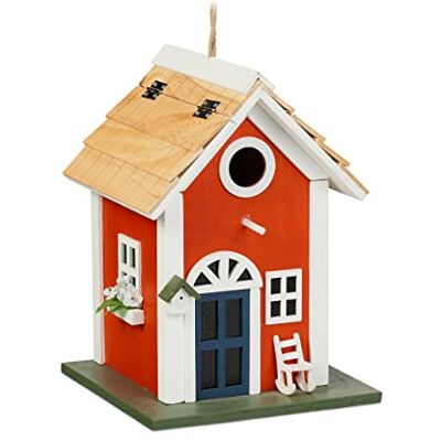Relaxdays dekorativt fågelhus, lantlig stil, trä, för upphängning, färgglad H x B x D: 25 x 18,5 x 18,5 cm, fågelvilla för trädgård Relaxdays dekorativt fågelhus, lantlig stil, trä, för upphängning, färgglad H x B x D: 25 x 18,5 x 18,5 cm, fågelvilla för trädgård