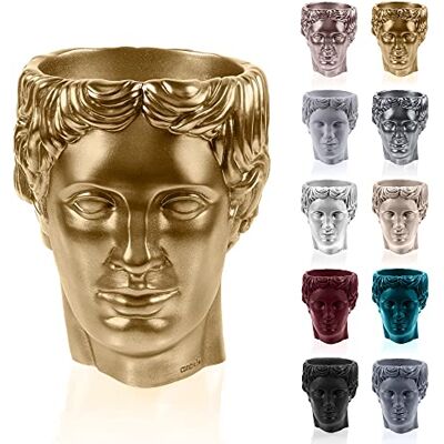 CONCRETTE Blomkruka av betong Hermes Ø 12 cm klassiskt guld planteringskruka i cement Handgjord i EU CONCRETTE Blomkruka av betong Hermes Ø 12 cm klassiskt guld planteringskruka i cement Handgjord i EU