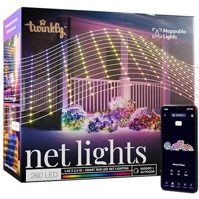 Twinkly Net – 240 LED RGB pärlform, 1,45 x 2,4 m, klar tråd, plugg F Twinkly Net – 240 LED RGB pärlform, 1,45 x 2,4 m, klar tråd, plugg F