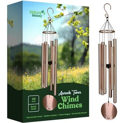 Nature's Melody Aureole Tunes Vindspel för utomhusbruk, 6 rör i C-pentatonisk skala, 100% rostfritt aluminium, pulverlackerad yta, S-krok för upphängning, som minnesgåva eller till zenträdgård Nature's Melody Aureole Tunes Vindspel för utomhusbruk, 6 rör i C-pentatonisk skala, 100% rostfritt aluminium, pulverlackerad yta, S-krok för upphängning, som minnesgåva eller till zenträdgård
