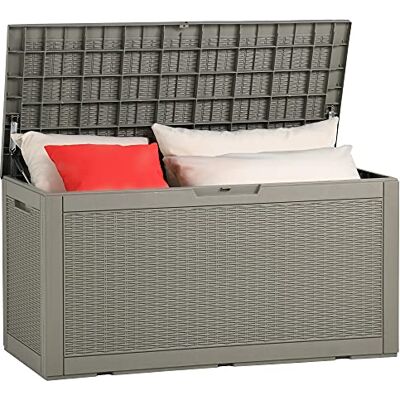 YITAHOME Trädgårdsförvaringslåda - 380L Resin Utomhusförvaring - Stor Trädgårdskista för Møbler och Verktyg YITAHOME Trädgårdsförvaringslåda - 380L Resin Utomhusförvaring - Stor Trädgårdskista för Møbler och Verktyg