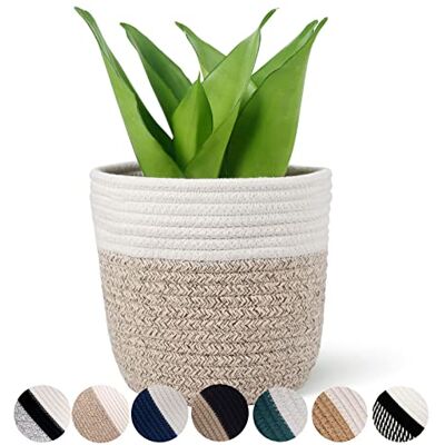 Oradrem SimLim bomullsrep växtkorg modern vävd korg för 15 cm blomkruka golv inomhusplanterare, rustik heminredning förvaringsorganisatör H 6 3/4 tum x B 16 cm Oradrem SimLim bomullsrep växtkorg modern vävd korg för 15 cm blomkruka golv inomhusplanterare, rustik heminredning förvaringsorganisatör H 6 3/4 tum x B 16 cm