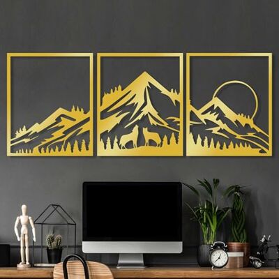 Wallity Elegant gulddekorativ metallväggtillbehör (3 stycken), 58 x 70 cm hållbar 1,5 mm metallkropp perfekt för modern heminredning och snygga interiörer Wallity Elegant gulddekorativ metallväggtillbehör (3 stycken), 58 x 70 cm hållbar 1,5 mm metallkropp perfekt för modern heminredning och snygga interiörer
