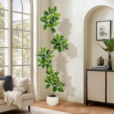 GarveeHome 210 cm realistisk stor konstgjord ficus, fuskväxt inomhus/utomhus med kruka, mossa och stenar, multistam och lövverk, underhållsfritt, dekorativt konstträd för vardagsrum, kontor, balkong GarveeHome 210 cm realistisk stor konstgjord ficus, fuskväxt inomhus/utomhus med kruka, mossa och stenar, multistam och lövverk, underhållsfritt, dekorativt konstträd för vardagsrum, kontor, balkong