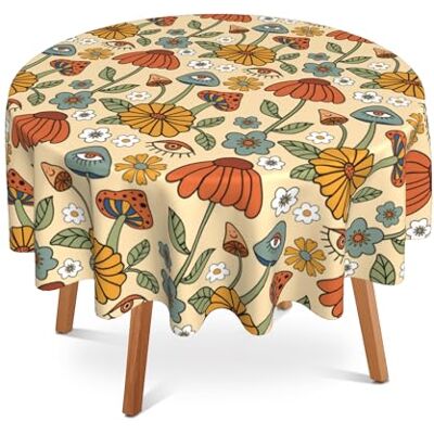 UIUPRO Retro boho 152 cm rund bordsduk, söta svampar blommig bordsduk vattentät fläck- och skrynkelbeständig cirkel bordsskydd för kök middag picknick camping inomhus utomhus dekor UIUPRO Retro boho 152 cm rund bordsduk, söta svampar blommig bordsduk vattentät fläck- och skrynkelbeständig cirkel bordsskydd för kök middag picknick camping inomhus utomhus dekor