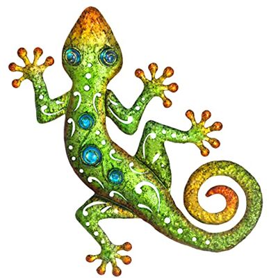 Tuokiuhn Metall utomhus grön gecko väggdekor ödla metall väggkonst lämplig för dekoration trädgård uteplats gård 11,5 x 8,5 l nch Tuokiuhn Metall utomhus grön gecko väggdekor ödla metall väggkonst lämplig för dekoration trädgård uteplats gård 11,5 x 8,5 l nch