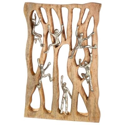 GILDE Väggobjekt Klättrande vägg av mangoträ – naturfärger – rektangulär – höjd 43 cm x bredd 26 cm – klättermotiv GILDE Väggobjekt Klättrande vägg av mangoträ – naturfärger – rektangulär – höjd 43 cm x bredd 26 cm – klättermotiv
