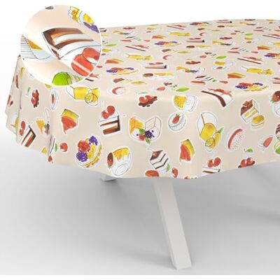 ANRO Vaxduk bordsduk tvättbar vaxduk vaxduk trädgårdsduk utomhus inomhus oval 200 x 140 cm skärkant efterrätt beige ANRO Vaxduk bordsduk tvättbar vaxduk vaxduk trädgårdsduk utomhus inomhus oval 200 x 140 cm skärkant efterrätt beige