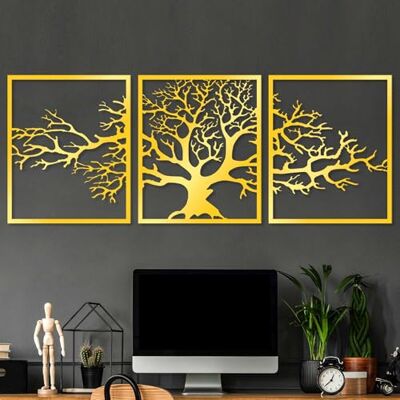 Wallity Elegant gulddekorativ metallväggtillbehör (3 stycken), 49 x 60 cm hållbar 1,5 mm metallkropp perfekt för modern heminredning och eleganta interiörer Wallity Elegant gulddekorativ metallväggtillbehör (3 stycken), 49 x 60 cm hållbar 1,5 mm metallkropp perfekt för modern heminredning och eleganta interiörer