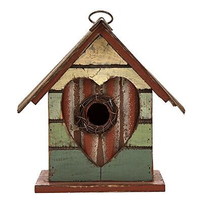 Glitzhome 17,3 cm H hängande fågelhus utomhus trädgård uteplats trädgård dekorativ husdjur stuga nödställt hjärta trä fågelholk Glitzhome 17,3 cm H hängande fågelhus utomhus trädgård uteplats trädgård dekorativ husdjur stuga nödställt hjärta trä fågelholk