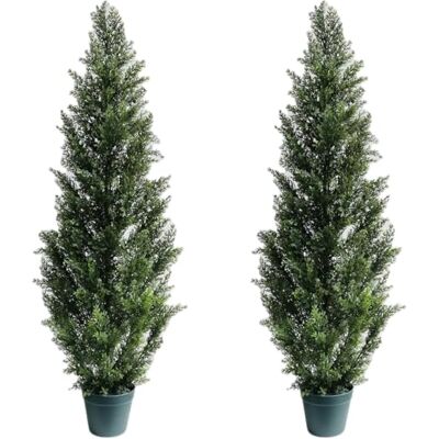 Arcadia Silk Plantation Pre-krukväxt 4" konstgjord ceder topiary utomhus inomhus träd (förpackning med 2) Arcadia Silk Plantation Pre-krukväxt 4" konstgjord ceder topiary utomhus inomhus träd (förpackning med 2)