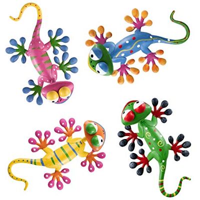 hogardeck Väggdekor i metall, gecko, 4-pack ödla, väggkonst, trädgårdsskulpturer och statyer med skakande huvud, utomhus, vårdekor för trädgårdsstaket uteplats hogardeck Väggdekor i metall, gecko, 4-pack ödla, väggkonst, trädgårdsskulpturer och statyer med skakande huvud, utomhus, vårdekor för trädgårdsstaket uteplats