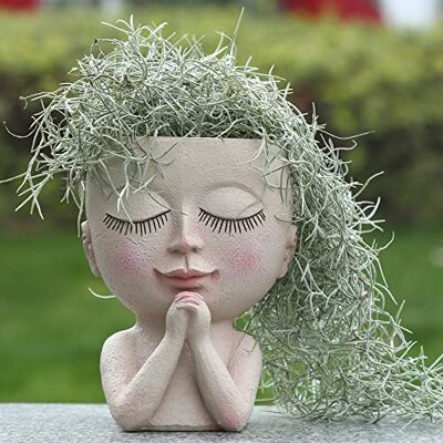 ZJ Whoest Cute Succulent Planterare – Blomkruka för ansiktet – Kawaii huvudplanterare – unik utomhus inomhus planterare – med dräneringshål – (docka välsignelse) ZJ Whoest Cute Succulent Planterare – Blomkruka för ansiktet – Kawaii huvudplanterare – unik utomhus inomhus planterare – med dräneringshål – (docka välsignelse)