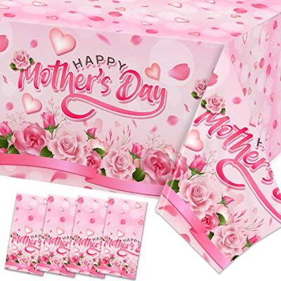 mokeja party Glad mors dag dekorationer bordsduk 4-pack 178 x 102 cm rektangel rosa ros mors dag bordsskydd för mors dag utomhusfest engångs vattentät plastbordsduk mokeja party Glad mors dag dekorationer bordsduk 4-pack 178 x 102 cm rektangel rosa ros mors dag bordsskydd för mors dag utomhusfest engångs vattentät plastbordsduk