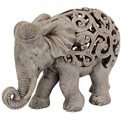 Design Toscano NG32745 Elefanten Anjan, Indisk Dekor Jali Djurstaty, 30 cm, Polyresin, Brun Sten Design Toscano NG32745 Elefanten Anjan, Indisk Dekor Jali Djurstaty, 30 cm, Polyresin, Brun Sten