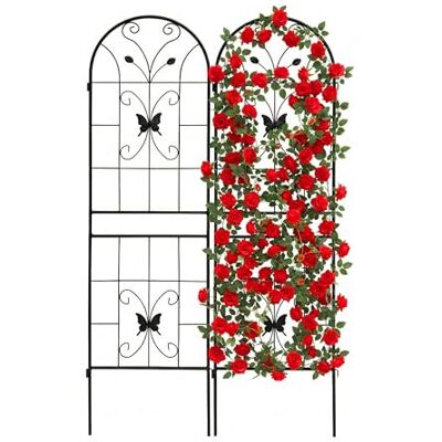 Relaxdays set med 2 rosspaljé i järn, trädgårdsklättringsstöd, 180 x 50 cm, svart Relaxdays set med 2 rosspaljé i järn, trädgårdsklättringsstöd, 180 x 50 cm, svart