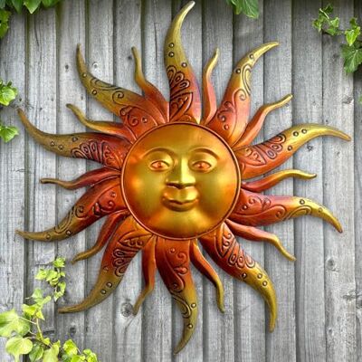 Daogtc Metal Sun Wall Art Decor-17.3 inches Rustic Retro Metal Sun Hanging Decoration for Indoor Outdoor,Gift for Mom Dad Friends(Gold) Daogtc Metal Sun Wall Art Decor-17.3 inches Rustic Retro Metal Sun Hanging Decoration for Indoor Outdoor,Gift for Mom Dad Friends(Gold)