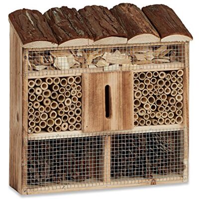 Relaxdays Insektshotell för upphängning, bihotell, fjärilshus, natur bränt trä, HBT: 31 x 30,5 x 9,5 cm Relaxdays Insektshotell för upphängning, bihotell, fjärilshus, natur bränt trä, HBT: 31 x 30,5 x 9,5 cm