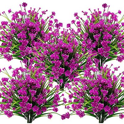 Grunyia 10 buntar konstgjorda blommor utomhus UV-beständiga falska växter inomhus utomhus hängande planterare hem trädgård dekor (lila) Grunyia 10 buntar konstgjorda blommor utomhus UV-beständiga falska växter inomhus utomhus hängande planterare hem trädgård dekor (lila)