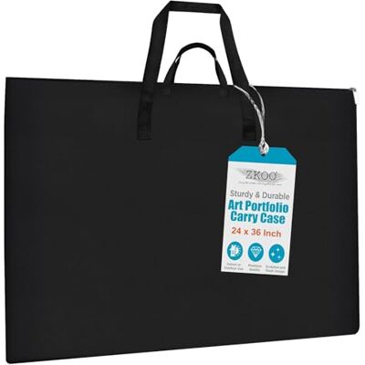 ZKOO Stor storlek konst plånbok med nylonaxlar förvaringsväska för affischer, 61 x 91,4 cm student, svart, 24 tum x 36 tum, modern ZKOO Stor storlek konst plånbok med nylonaxlar förvaringsväska för affischer, 61 x 91,4 cm student, svart, 24 tum x 36 tum, modern