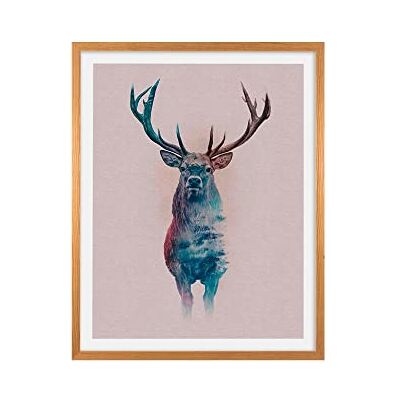 Komar Bildram trä ek med konst affisch "Animals Forest Deer" som set – storlek: 40 x 50 cm – väggmålning, dekoration, skogsdjur, hjort Komar Bildram trä ek med konst affisch "Animals Forest Deer" som set – storlek: 40 x 50 cm – väggmålning, dekoration, skogsdjur, hjort