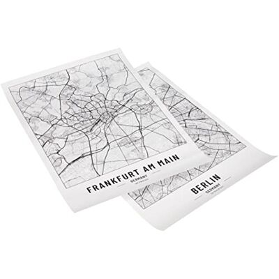 Cool Factory 2 x stadskarta affischer A2 svart vit 250 gram papper Bilder för vardagsrum och sovrum Mycket många stadsmotiv Perfekt presentidé utan ram Poster Franfurkt och Berlin Cool Factory 2 x stadskarta affischer A2 svart vit 250 gram papper Bilder för vardagsrum och sovrum Mycket många stadsmotiv Perfekt presentidé utan ram Poster Franfurkt och Berlin