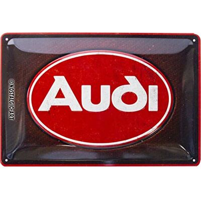 ART Plåtskylt i retrostil, Audi – Logo Red Shine – Presentidé för biltillbehörsälskare, av metall, Deko vintagedesign, 20 x 30 cm ART Plåtskylt i retrostil, Audi – Logo Red Shine – Presentidé för biltillbehörsälskare, av metall, Deko vintagedesign, 20 x 30 cm