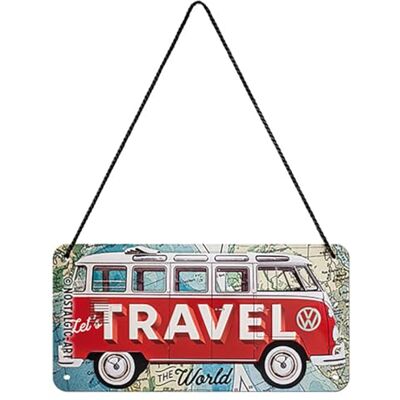 ART Plåtskylt i retrostil för upphängning, Volkswagen Bulli – Travel The World – Presentidé för VW-buss, av metall, Deko vintage, 10 x 20 cm ART Plåtskylt i retrostil för upphängning, Volkswagen Bulli – Travel The World – Presentidé för VW-buss, av metall, Deko vintage, 10 x 20 cm