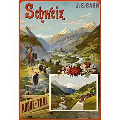 Schatzmix Schweiz Rhone Thal metallskylt 20 x 30 cm väggdeko tennskylt plåtskylt, plåt, flerfärgad Schatzmix Schweiz Rhone Thal metallskylt 20 x 30 cm väggdeko tennskylt plåtskylt, plåt, flerfärgad