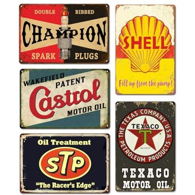 CWEIDP Vintage metallplåtskyltar retro garageskyltar för män väggdekorationer gammal bilbutik affischer olje- och bensinstationsskylt man grotta dekor 5 st. 20 × 30 cm CWEIDP Vintage metallplåtskyltar retro garageskyltar för män väggdekorationer gammal bilbutik affischer olje- och bensinstationsskylt man grotta dekor 5 st. 20 × 30 cm
