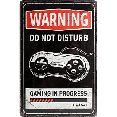 ART Retro Plåtskylt, 20 x 30 cm, Gaming in progress av metall, vintagedesign, Presentidé för gamers ART Retro Plåtskylt, 20 x 30 cm, Gaming in progress av metall, vintagedesign, Presentidé för gamers