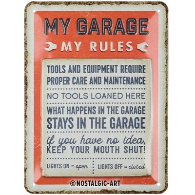 ART Plåtskylt i retrostil, 15 x 20 cm, My Garage, My Rules – Presentidé för hantverkare, av metall, vintagedesign med ordspråk ART Plåtskylt i retrostil, 15 x 20 cm, My Garage, My Rules – Presentidé för hantverkare, av metall, vintagedesign med ordspråk