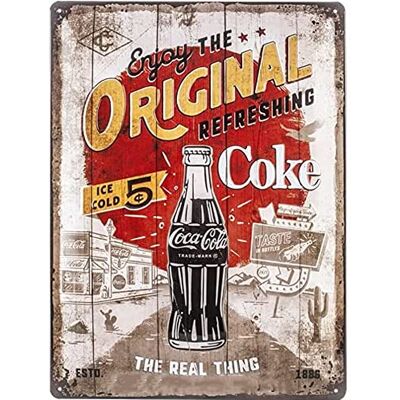 ART Retro Plåtskylt, 30 x 40 cm, Cola – Original Coke original Coca-Cola license product (OLP), av metall, vintagedesign, Presentidé för hemmabaren ART Retro Plåtskylt, 30 x 40 cm, Cola – Original Coke original Coca-Cola license product (OLP), av metall, vintagedesign, Presentidé för hemmabaren