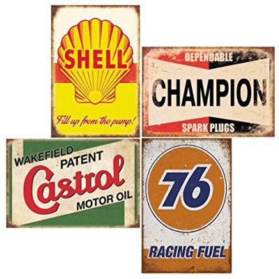 PeisTin Tennskyltar 4 delar reproduktion vintage, gasolja bil metallskyltar för garage man grotta bar, retro väggdekor, 20 x 30 cm (76) PeisTin Tennskyltar 4 delar reproduktion vintage, gasolja bil metallskyltar för garage man grotta bar, retro väggdekor, 20 x 30 cm (76)