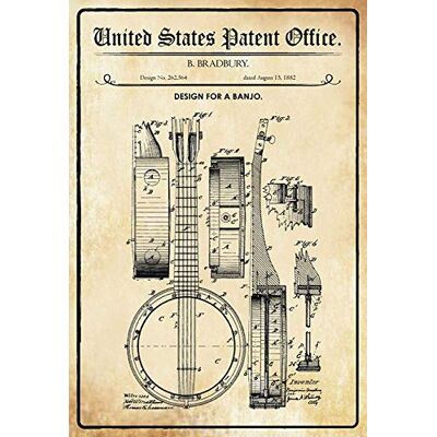 Schatzmix banjo Bradbury vägg retro järn affisch målning plakett plåt vintage personlig konst kreativ plåtskylt, 20 x 30 cm Schatzmix banjo Bradbury vägg retro järn affisch målning plakett plåt vintage personlig konst kreativ plåtskylt, 20 x 30 cm